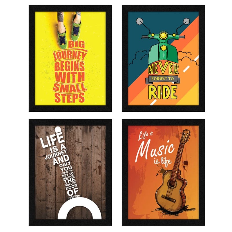 ArtX Paper Big Motivational Quote Wall Frame Art Painting Multicolor Inspirational 10X13 in each 20X26 inches combined Set of 4 AXF00127MOT