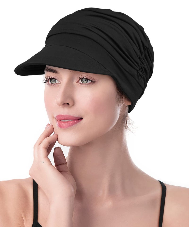 Winitas Chemo Headwear for Women Hair Loss Cotton Black - Image 1