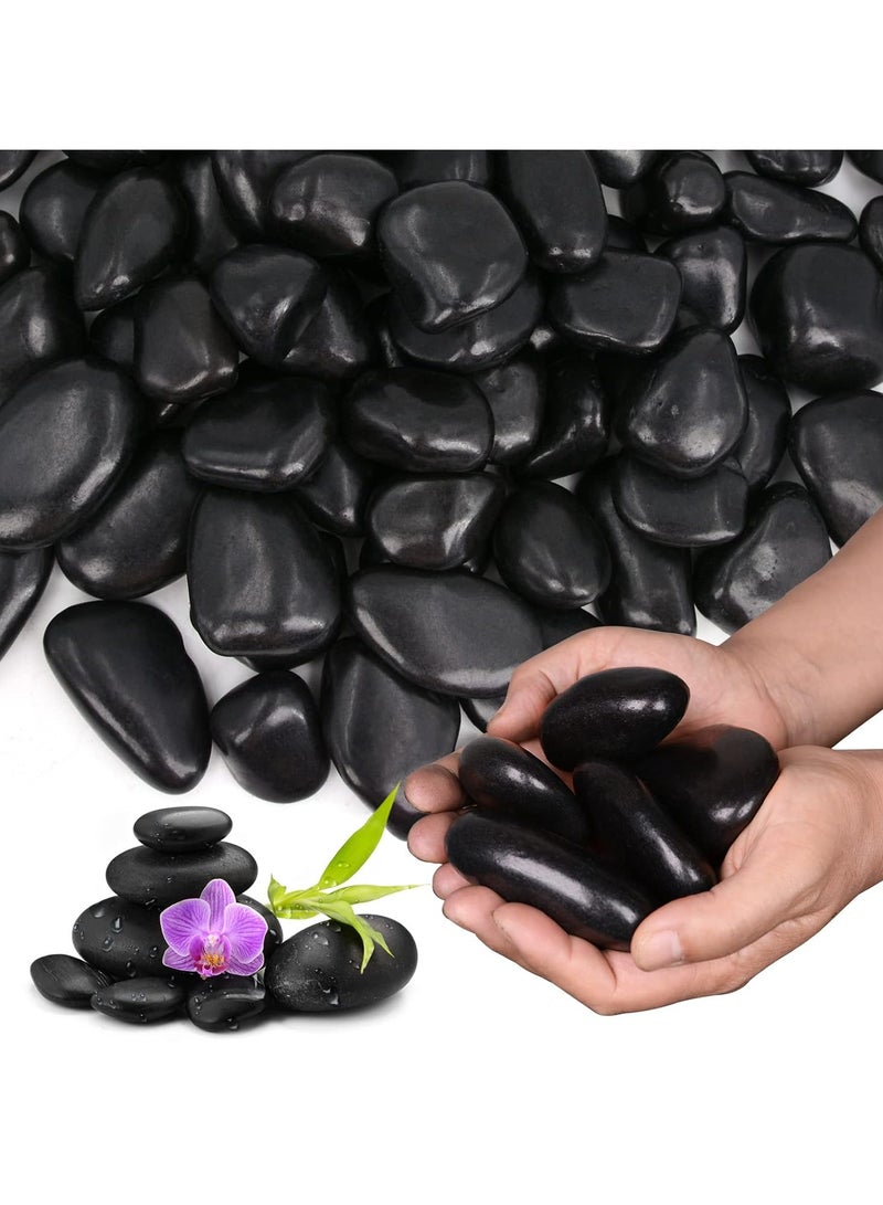 RR BRAND Black River Rocks for Landscaping-Polished Pebbles 1.5 KG for Plants-Garden Decorative Stones-1"-2" Large Plant Rocks,Ideal for Aquarium, Home Decor - Image 1