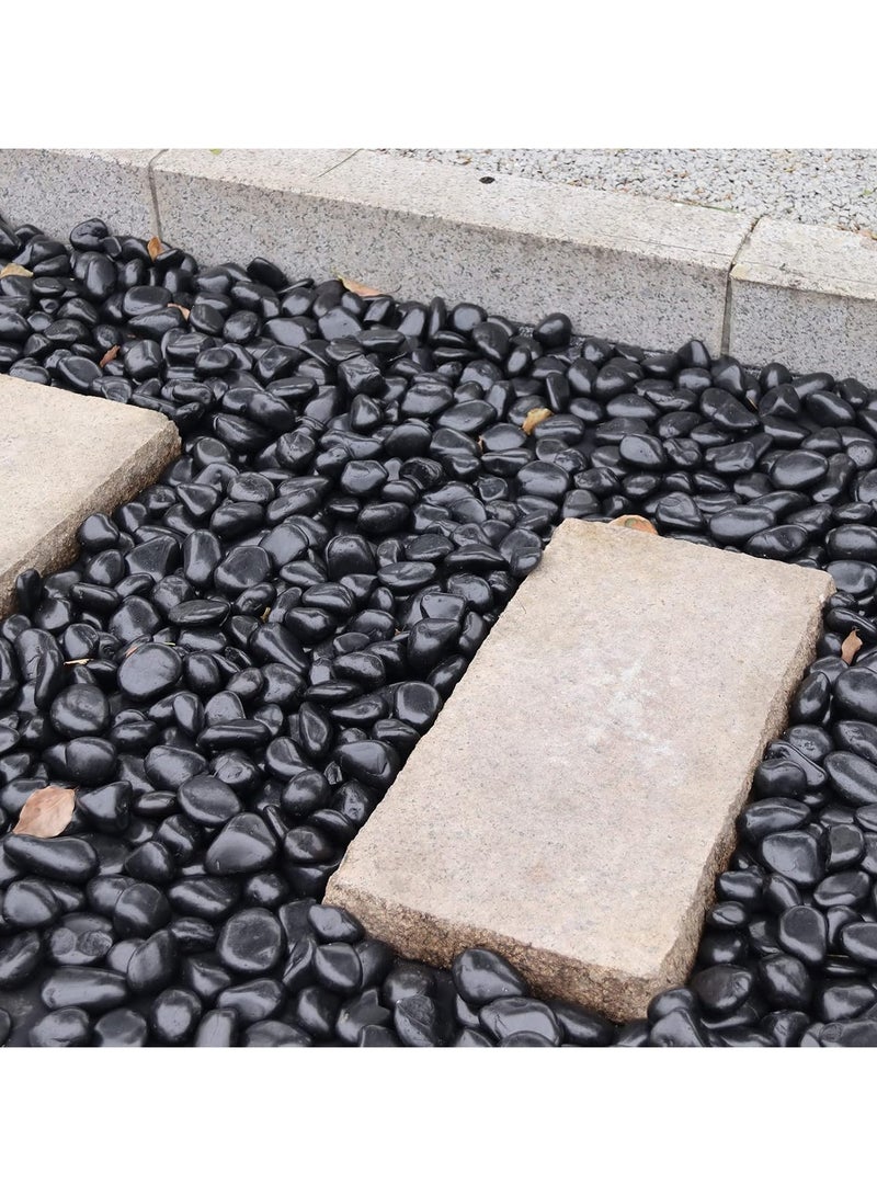 RR BRAND Black River Rocks for Landscaping-Polished Pebbles 1.5 KG for Plants-Garden Decorative Stones-1"-2" Large Plant Rocks,Ideal for Aquarium, Home Decor - Image 2