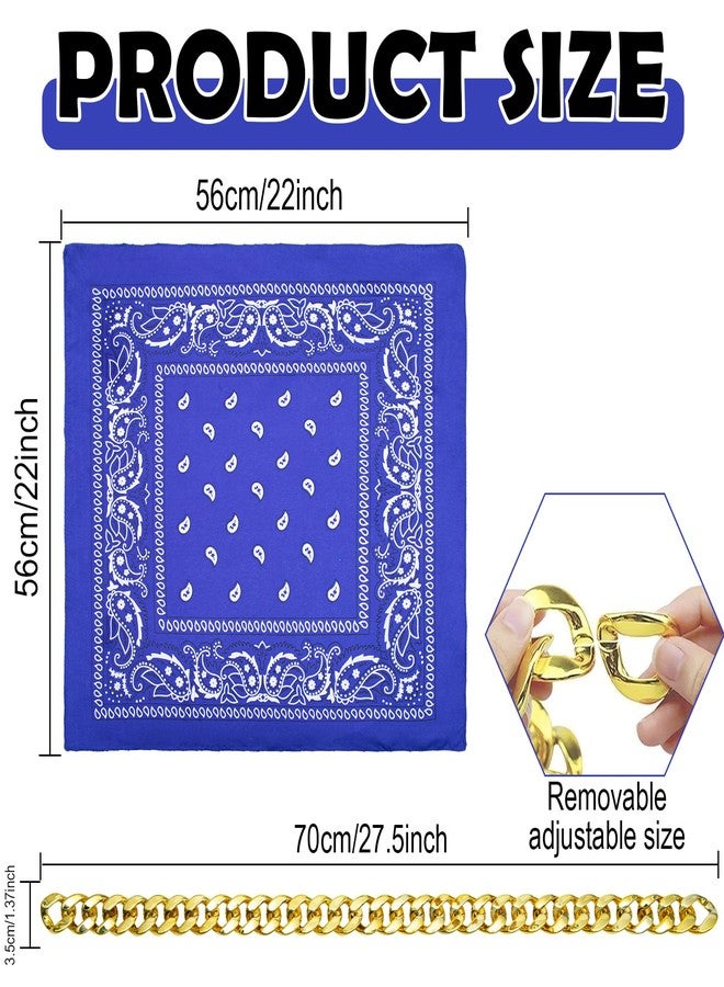 Wodison 2Pack Dog Costume Set, Adjustable Gold Plated Dog Chain Collar and Headband Hip Hop Square Satin Head Scarf Head Cover Apparel Party Costume Cosplay Accessories for Medium Large Dogs(Blue) - Image 5