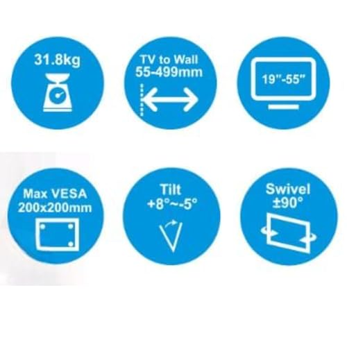 Gadget Wagon 19 to 55" LED TV Wall Mount Bracket tilt, Rotate Swivel | Corner Mount Swivel and tilt Strong Heavy Duty for LCD & Plasma - Image 2