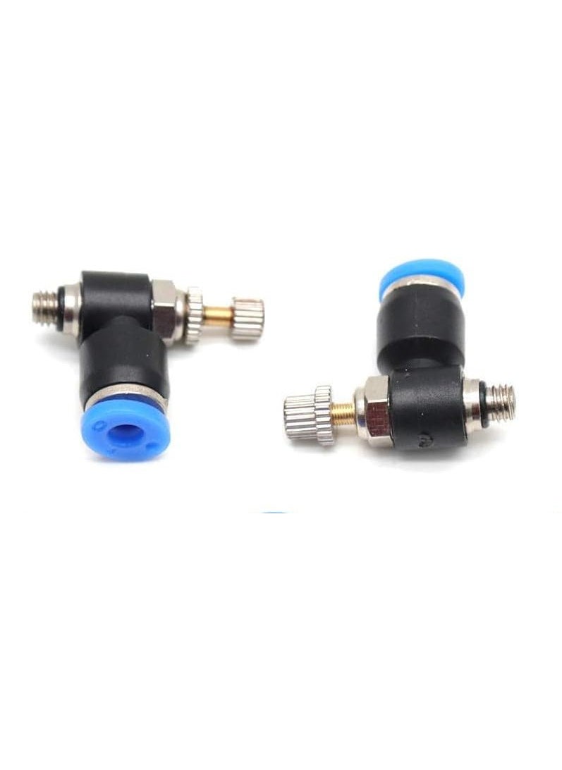 CRAFTSFY CRAFTSFY Brass Plastic 4 mm Tube M5 Pneumatic Air Flow Speed Control Valve Quick Connector Polyurethane Fitting AirWater Hose Tube 4mm Black 2 Pieces  - Image 1