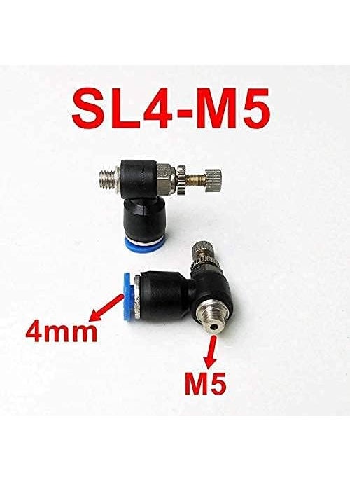 CRAFTSFY CRAFTSFY Brass Plastic 4 mm Tube M5 Pneumatic Air Flow Speed Control Valve Quick Connector Polyurethane Fitting AirWater Hose Tube 4mm Black 2 Pieces  - Image 4