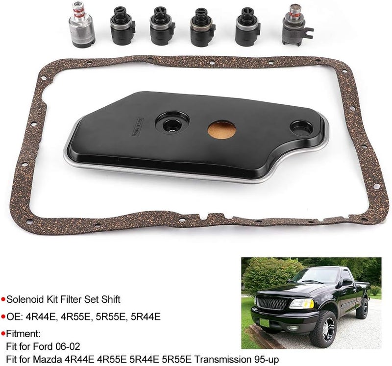 woobles Solenoid Kit Filter Set Metal 4R44E 4R55E 5R55E 5R44E 2WD Solenoid Kit Filter Set Replacement for Mazda 4R44E 4R55E 5R44E 5R55E Transmission 95-up Solenoid Valve - Image 4