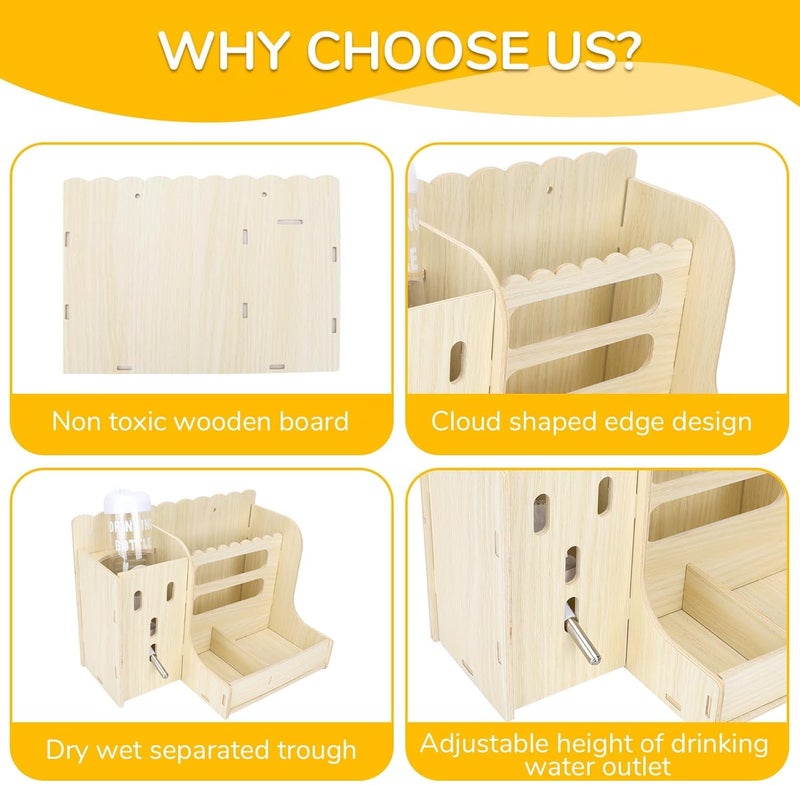 KASTWAVE Wooden Small Animal Hay Feeder with Water Bottle and Food Divider – Durable Bunny, Hamster & Chinchilla Hay Holder, Easy to Clean, Chew-Proof Feeder for Healthy Pets - Image 4