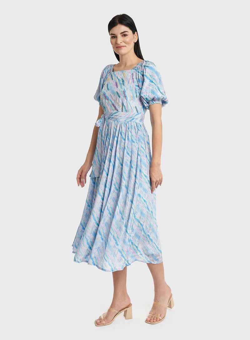 KASHKHA Water color wide elastic shoulder Viscose Dress