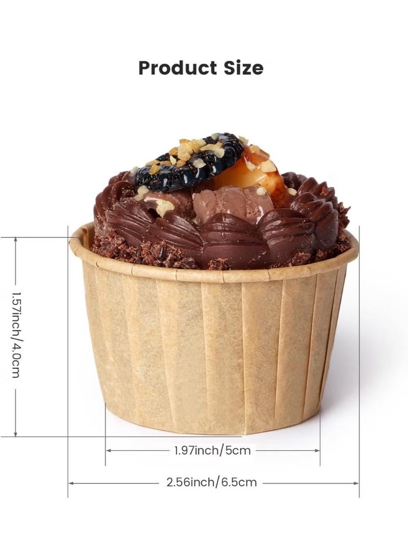 إيليلي ٥٠ قالب كب كيك ورقي بني قياسي الحجم، أكواب خبز مقاومة للدهون، أكواب خبز مافن، ورق تغليف متين مقاوم للدهون، مثالي لحفلات الزفاف وأعياد الميلاد والحفلات والهدايا - Image 3