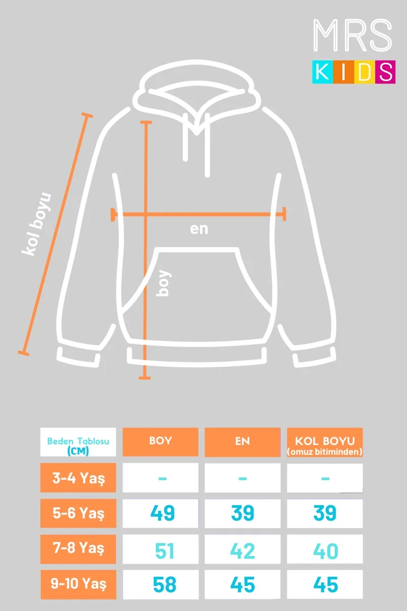 Mrs & Kids Winter Black Hooded Girl's Black Oversize Printed Sweatshirt Hoodie