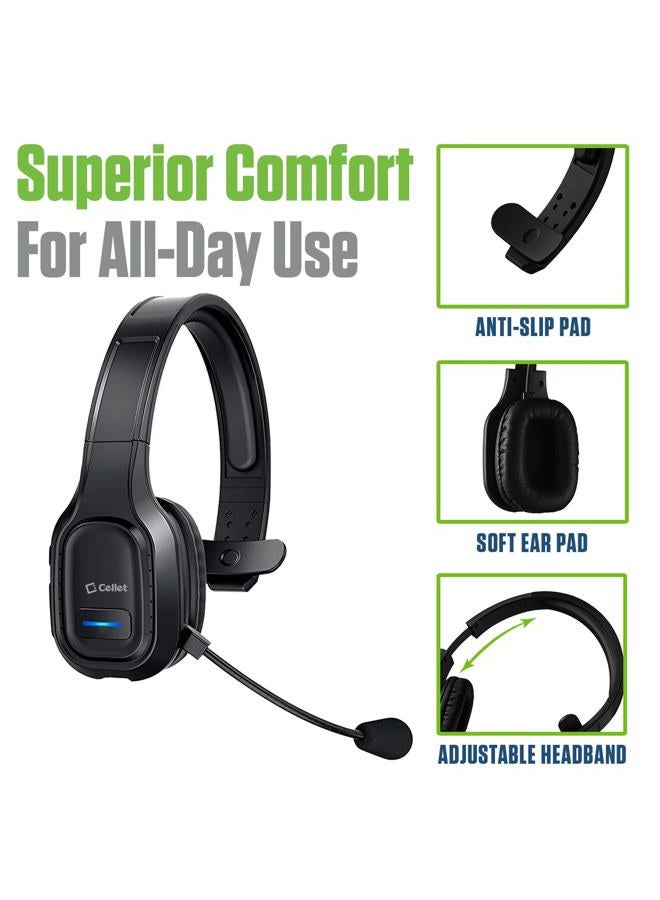cellet Wireless Headset with Built in Boom Microphone - Noise Cancelling ON Ear Gaming Headphone Compatible for iPhone 14 Pro Max Plus 13 12 11 SE Galaxy Z Flip, Z Fold S22 S21 (Padded ON Ear) - Image 5