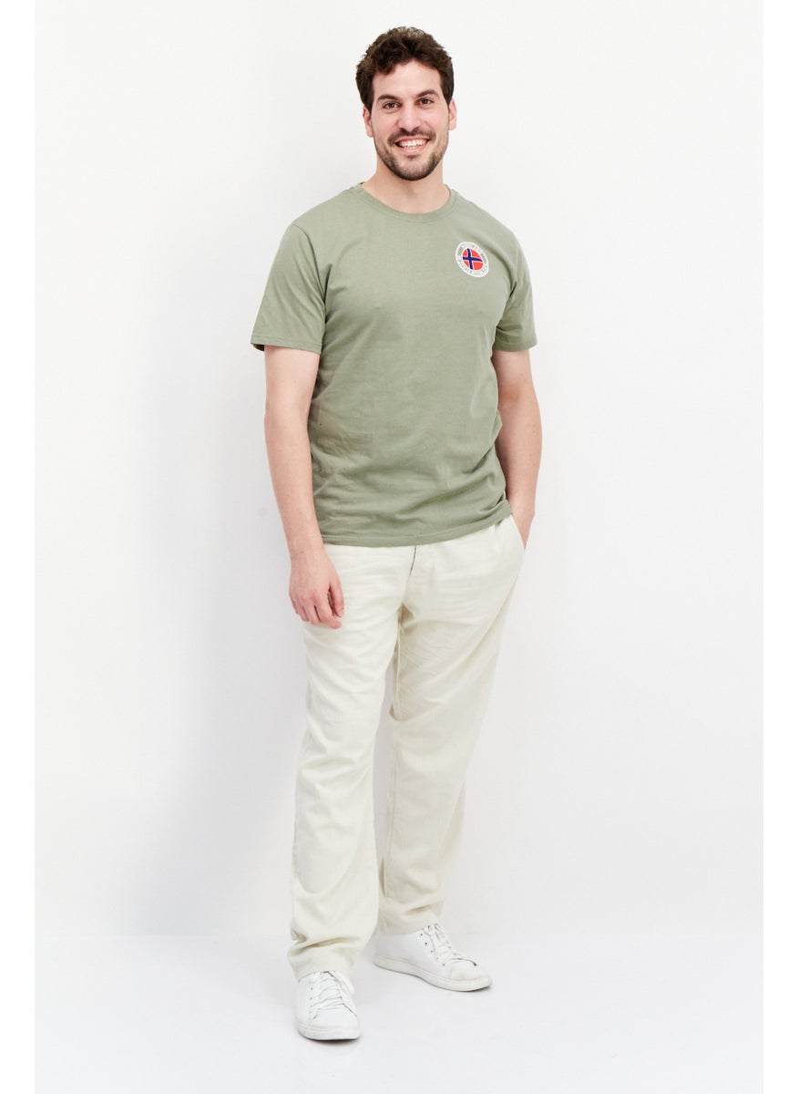 Nordland Men Crew Neck Short Sleeves Brand Logo T-Shirt, Olive  - Image 3