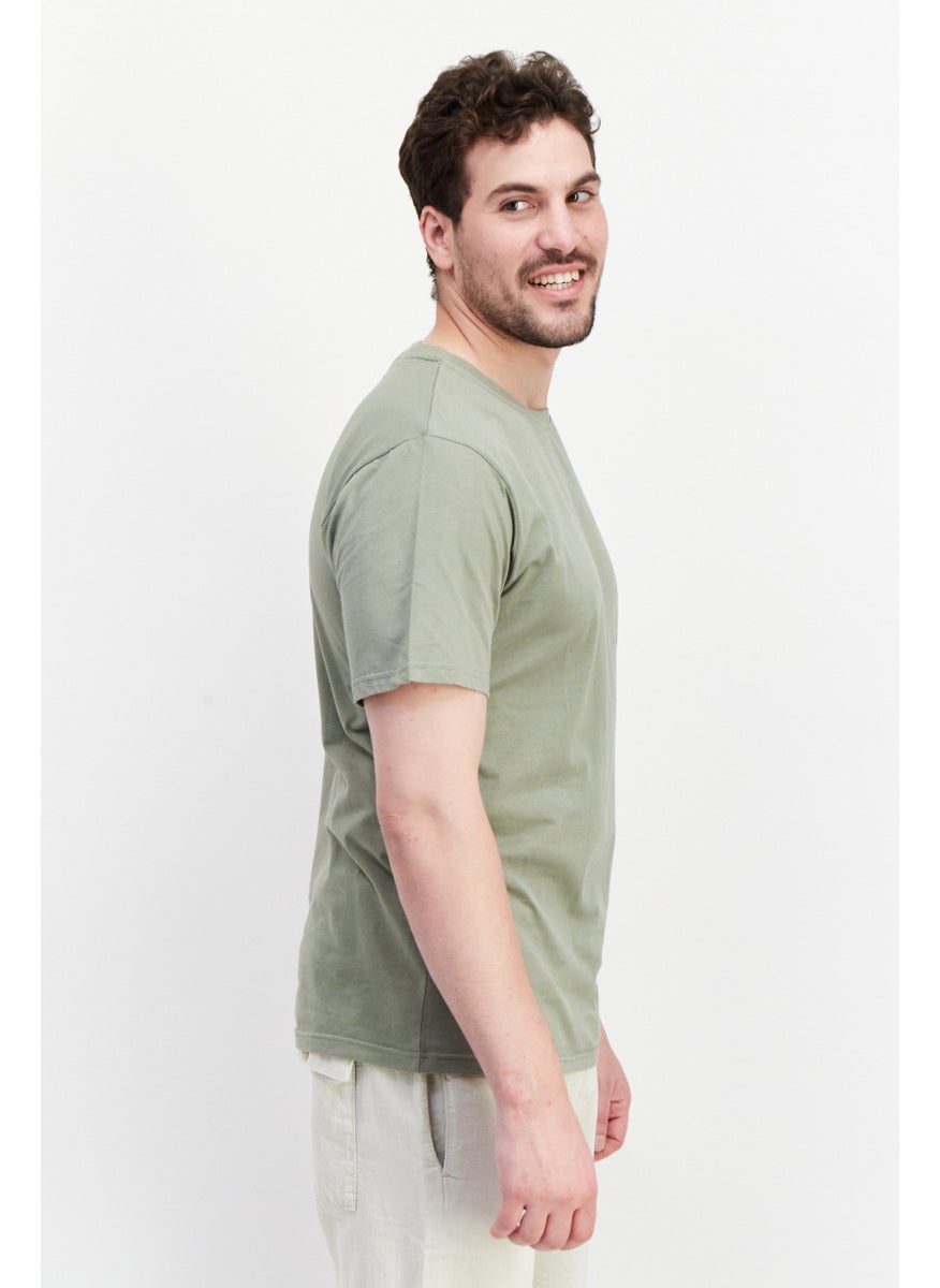 Nordland Men Crew Neck Short Sleeves Brand Logo T-Shirt, Olive  - Image 2