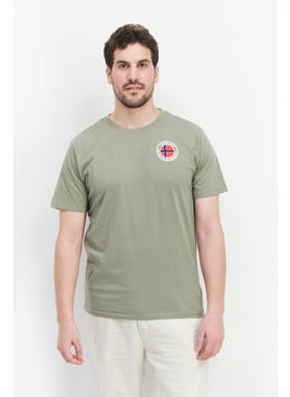 Nordland Men Crew Neck Short Sleeves Brand Logo T-Shirt, Olive  - Image 1