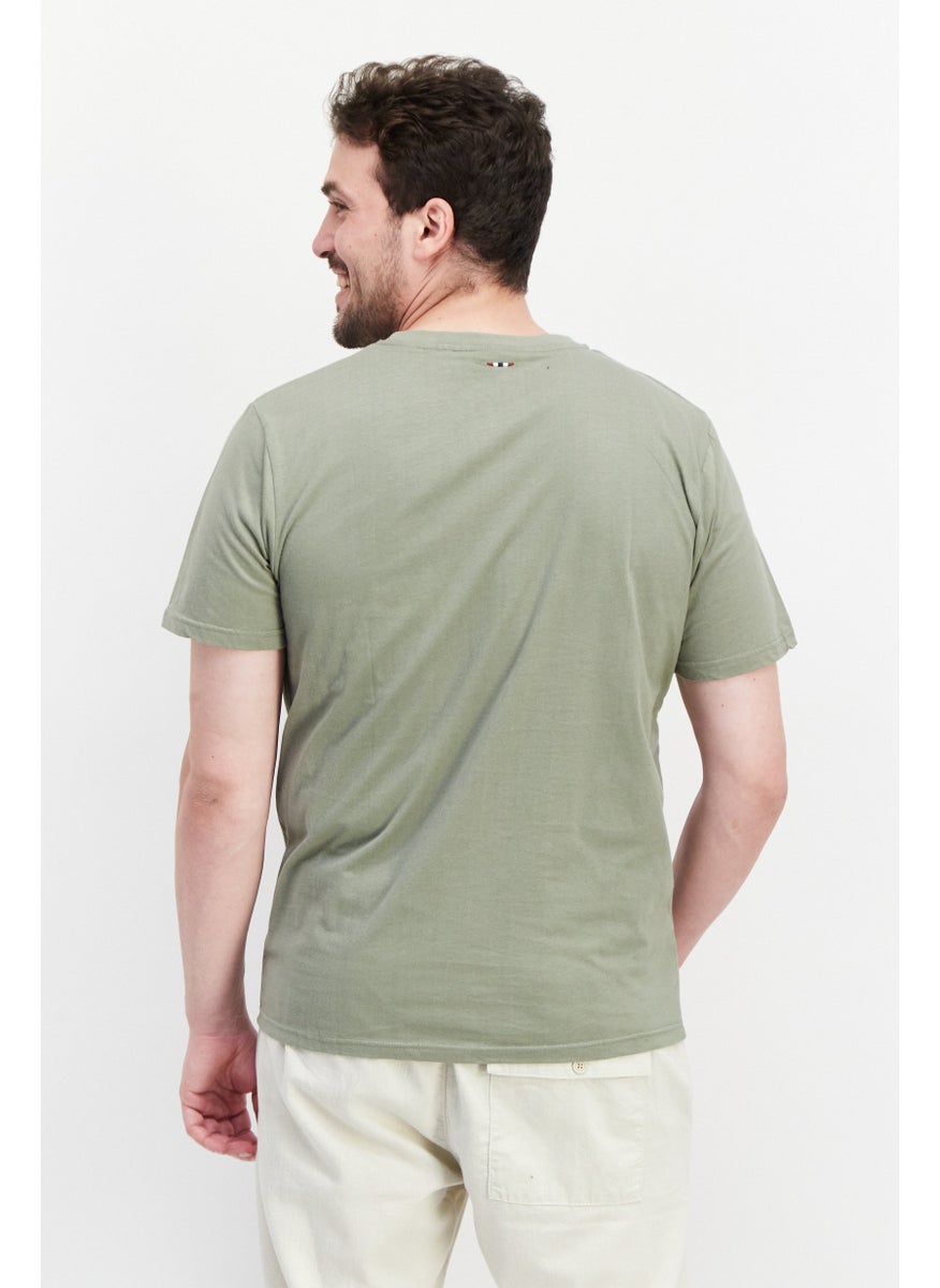 Nordland Men Crew Neck Short Sleeves Brand Logo T-Shirt, Olive  - Image 4