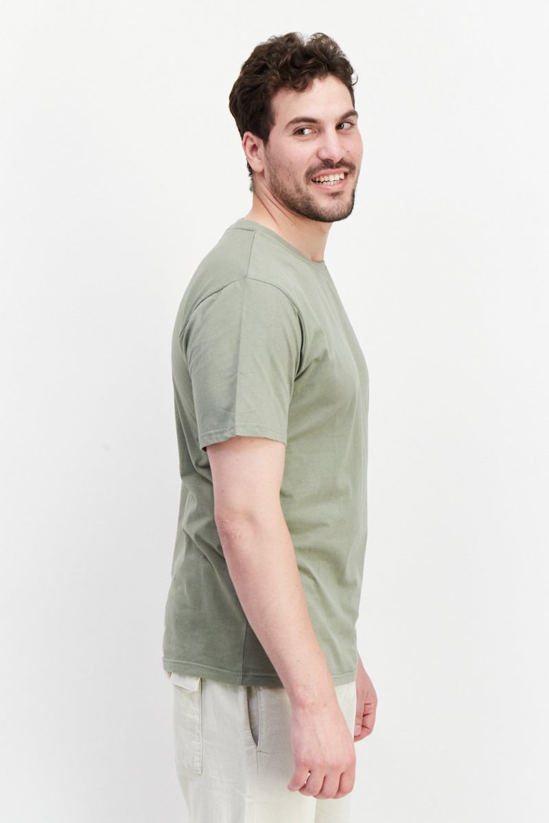 Nordland تي شيرت رجالي بأكمام قصيرة وياقة دائرية بشعار العلامة التجارية، زيتوني - Image 4