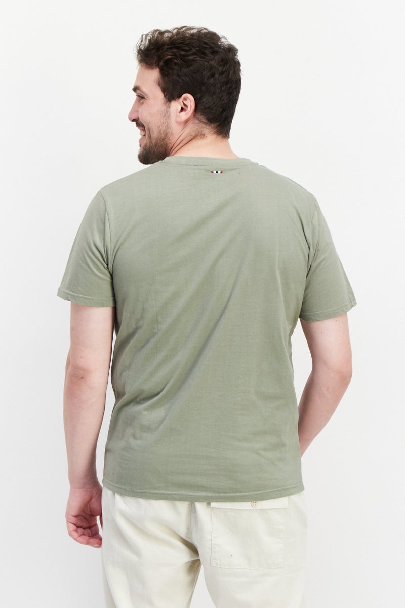 Nordland تي شيرت رجالي بأكمام قصيرة وياقة دائرية بشعار العلامة التجارية، زيتوني - Image 2