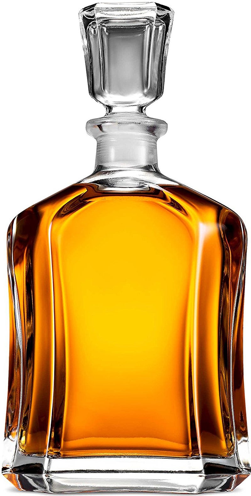 Paksh Novelty Paksh Capitol Glass Decanter with Airtight Geometric Stopper - Whiskey Decanter for Wine, Bourbon, Brandy, Liquor, Juice, Water, Mouthwash. Italian Glass | 23.75 oz  - Image 1