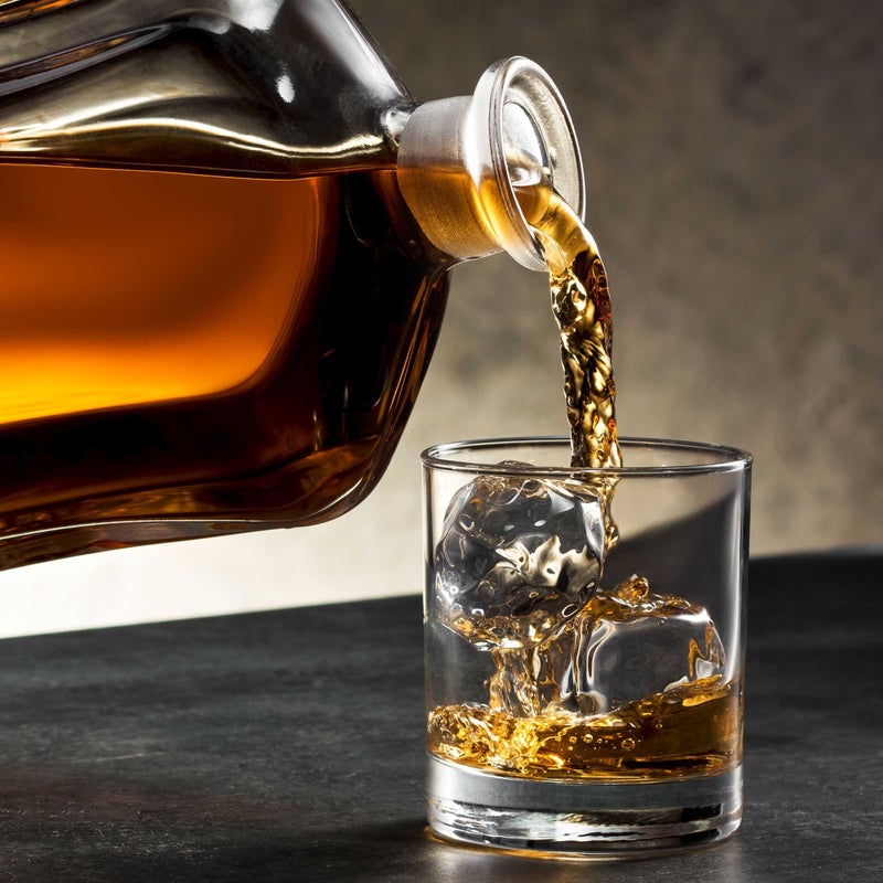 Paksh Novelty Paksh Capitol Glass Decanter with Airtight Geometric Stopper - Whiskey Decanter for Wine, Bourbon, Brandy, Liquor, Juice, Water, Mouthwash. Italian Glass | 23.75 oz  - Image 4