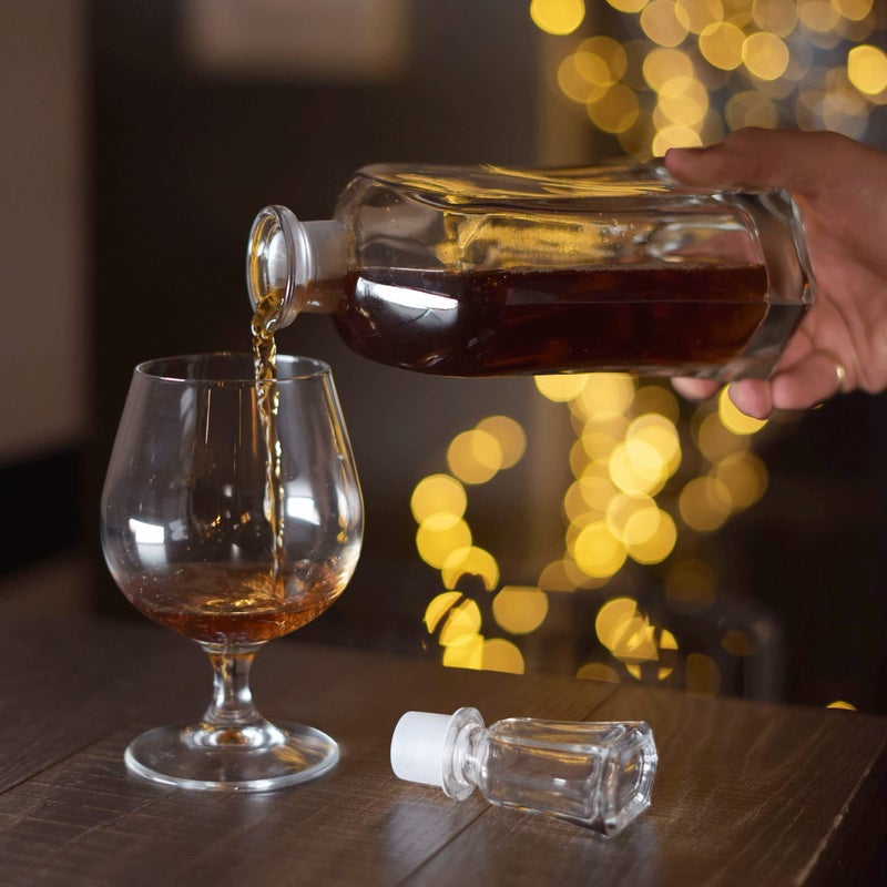 Paksh Novelty Paksh Capitol Glass Decanter with Airtight Geometric Stopper - Whiskey Decanter for Wine, Bourbon, Brandy, Liquor, Juice, Water, Mouthwash. Italian Glass | 23.75 oz  - Image 5