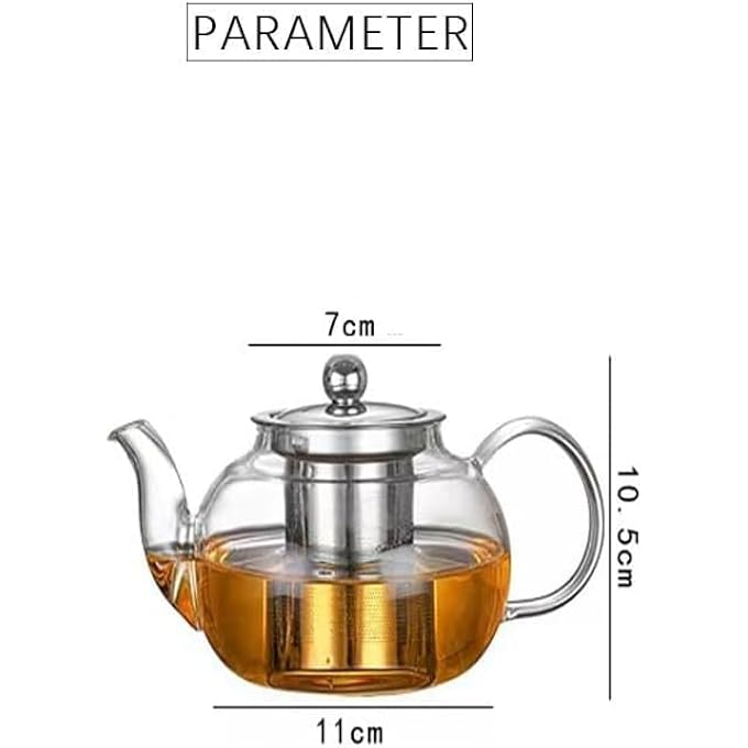 أكس سبرينج إبريق شاي زجاجي سعة 600 مل، غلاية شاي شفافة من البورسليكات مع مصفاة قابلة للإزالة من الفولاذ المقاوم للصدأ، إبريق شاي آمن للاستخدام على الموقد لتحضير أوراق الشاي المتفتحة والسائبة، مثالي للاستخدام في المنزل والمكتب - Image 2