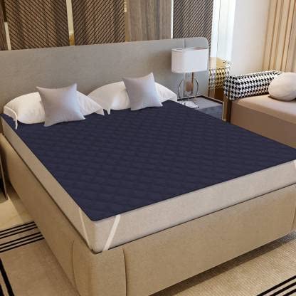 Rajasthan Crafts Premium Hotel Quality Single Size 100% Waterproof Mattress Protector Smooth Fabric Fits Up 8-12 Inch Mattress Breathable Noiseless Cover and Washable (Blue, 36x78 Inch) - Image 1