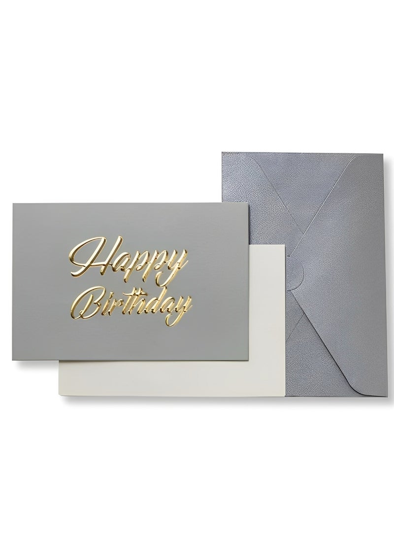 BenQuand Premium Birthday Card with Gold Embossing，Luxury Gray Happy Birthday to You Card With Envelope And Seal - Gift for Boyfriend,Mum,Daddy - Postcard  - Image 1