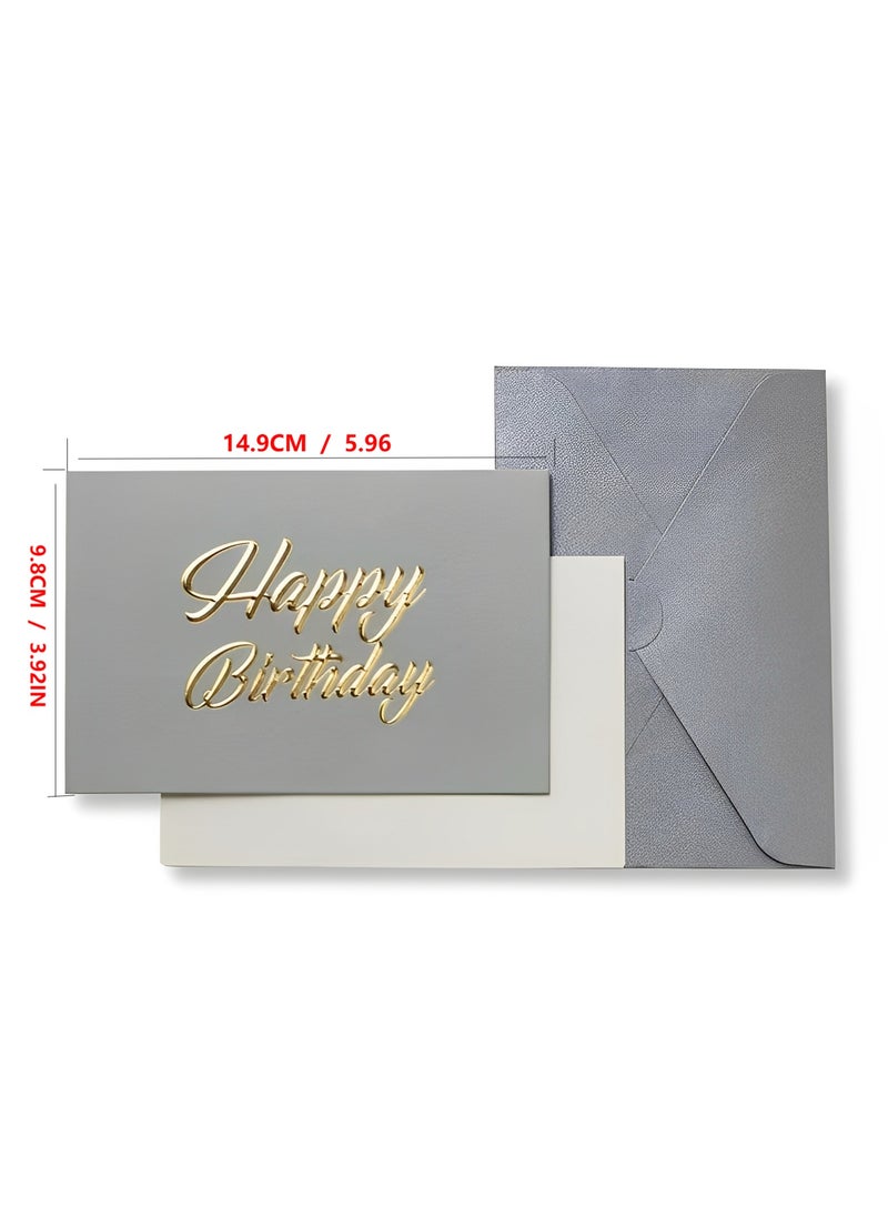 BenQuand Premium Birthday Card with Gold Embossing，Luxury Gray Happy Birthday to You Card With Envelope And Seal - Gift for Boyfriend,Mum,Daddy - Postcard  - Image 2