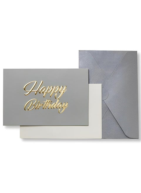 Premium Birthday Card with Gold Embossing，Luxury Gray Happy Birthday to You Card With Envelope And Seal - Gift for Boyfriend,Mum,Daddy - Postcard