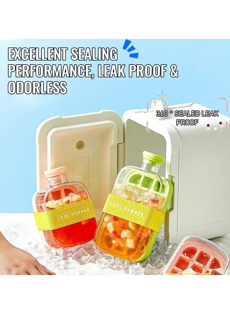 Ice Cube Bottle - 2 in 1 Touch-Free Ice Cube Tray Water Bottle, 2-in-1 Ice Cube Tray & Bottle, Easy Ice Release for Freezer, Perfect, For Coffee, Juice, And Beverages ( 800ml)  - Image 5