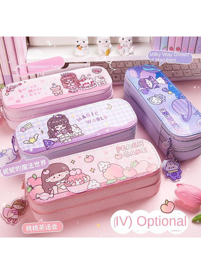 Bluejw Large Capacity Pencil Case Multifunctional Third Grade Double-layer Pencil Case High Color Value Waterproof Storage Pencil Case For Girls - Image 2
