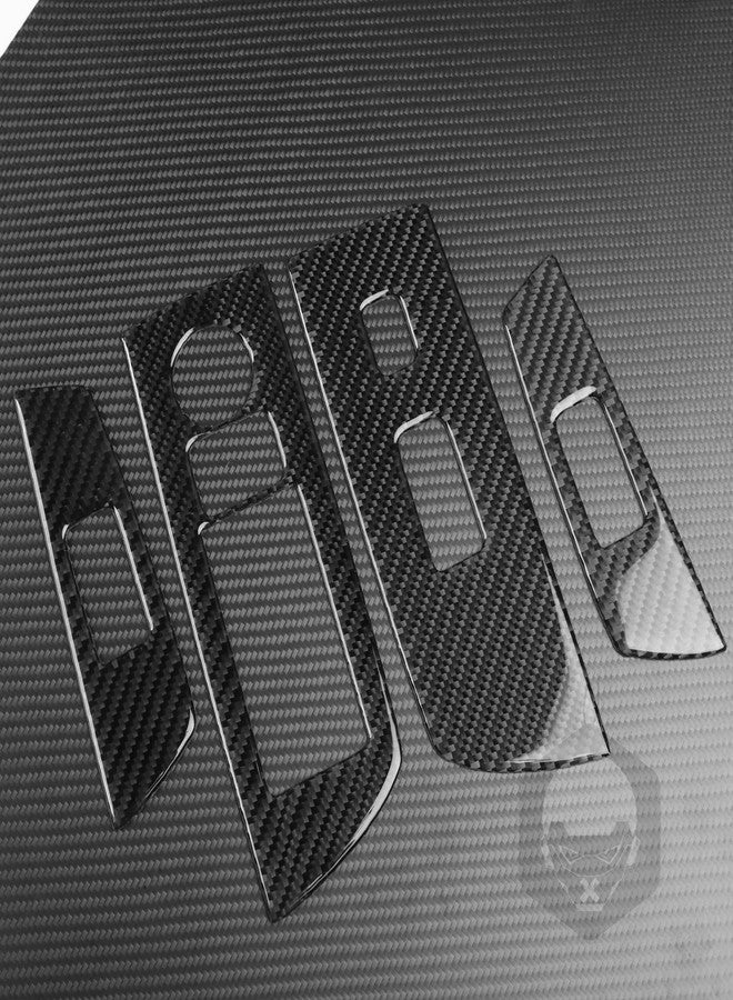 PJFUS Real Premium Carbon Fiber Sticker Car Window Lift Switch Control Button Panel Cover Trim Compatible with Mazda CX-9 CX9 2016 2017 2018 2019 2020 2021 2022 2023 Auto Interior Accessories Black - Image 5