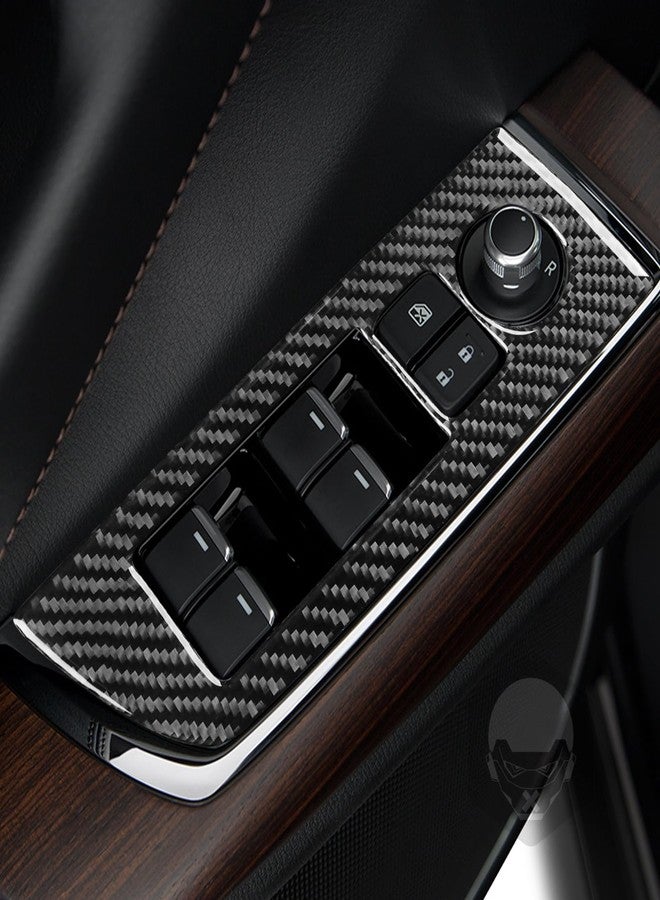 PJFUS Real Premium Carbon Fiber Sticker Car Window Lift Switch Control Button Panel Cover Trim Compatible with Mazda CX-9 CX9 2016 2017 2018 2019 2020 2021 2022 2023 Auto Interior Accessories Black - Image 2