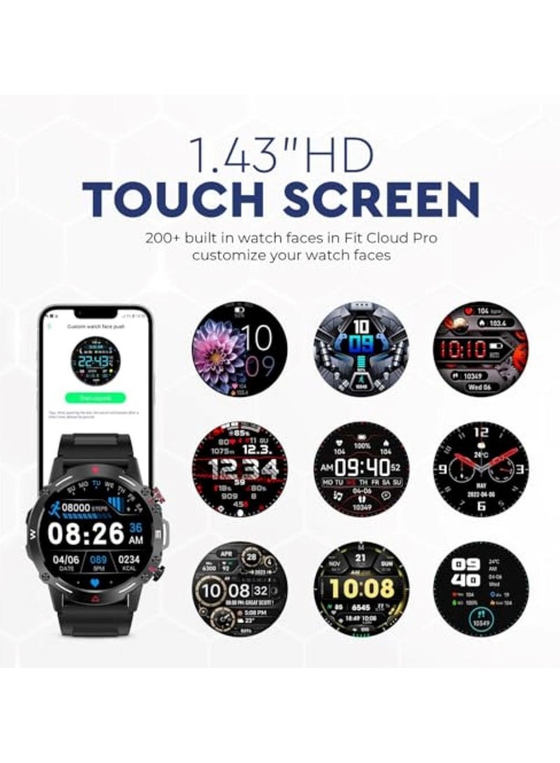 CAROSKI Smart watch 1.43-inch AMOLED Display - with Bluetooth Calling - Activity tracker - Waterproof Smartwatch for Men Compatible with Android & IOS Device - HK87 Smart Watch - Image 4