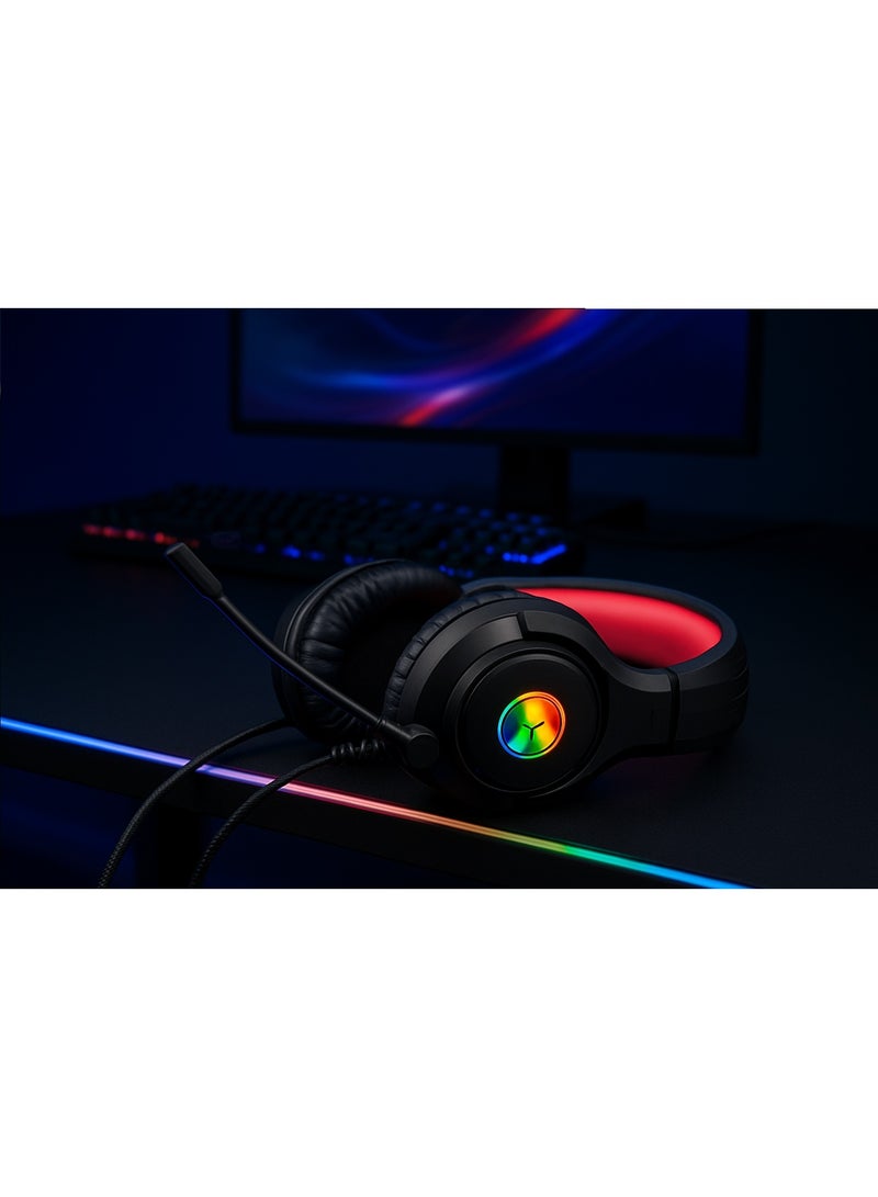 G8958 Wired Gaming Headset – Stereo with Surround Sound and RGB Lighting – Omnidirectional High-Fidelity Microphone – Black - Image 4