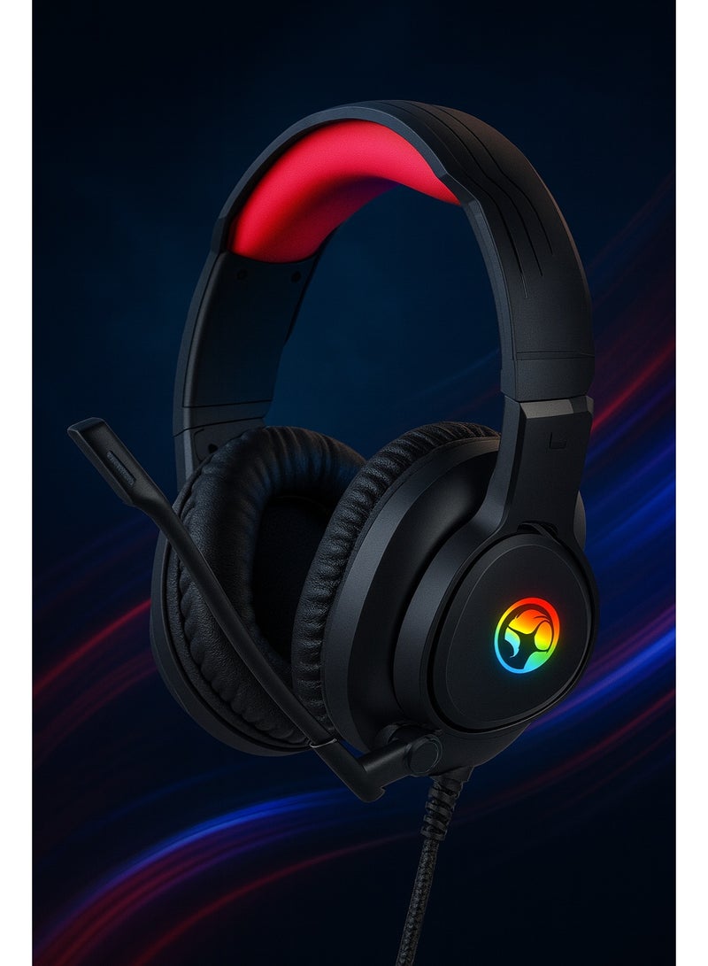 G8958 Wired Gaming Headset – Stereo with Surround Sound and RGB Lighting – Omnidirectional High-Fidelity Microphone – Black - Image 5