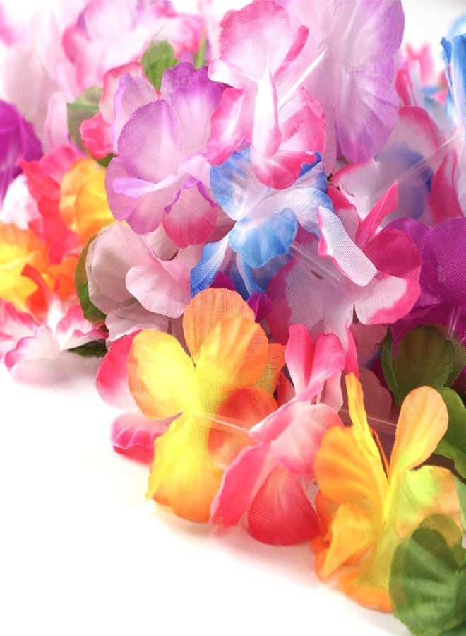 Aviski 144 Pieces Hawaiian Leis Party Decorations, Hawaiian Flower Necklace Flowers Bracelets Headband, for Tropical Hawaiian Party Theme Beach Party Hawaiian Night Bar Beach Vacation - Image 4