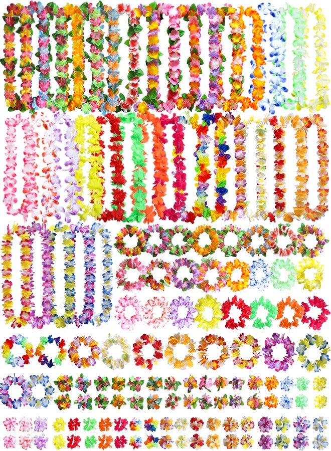 Aviski 144 Pieces Hawaiian Leis Party Decorations, Hawaiian Flower Necklace Flowers Bracelets Headband, for Tropical Hawaiian Party Theme Beach Party Hawaiian Night Bar Beach Vacation - Image 1
