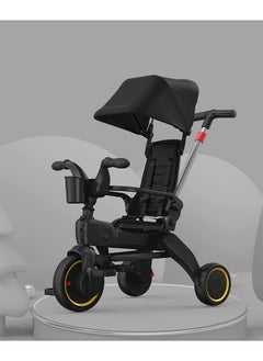 Premium Foldable Push Trike and Kid's Tricycle for Ages 10 Months to 3 Years(Black)