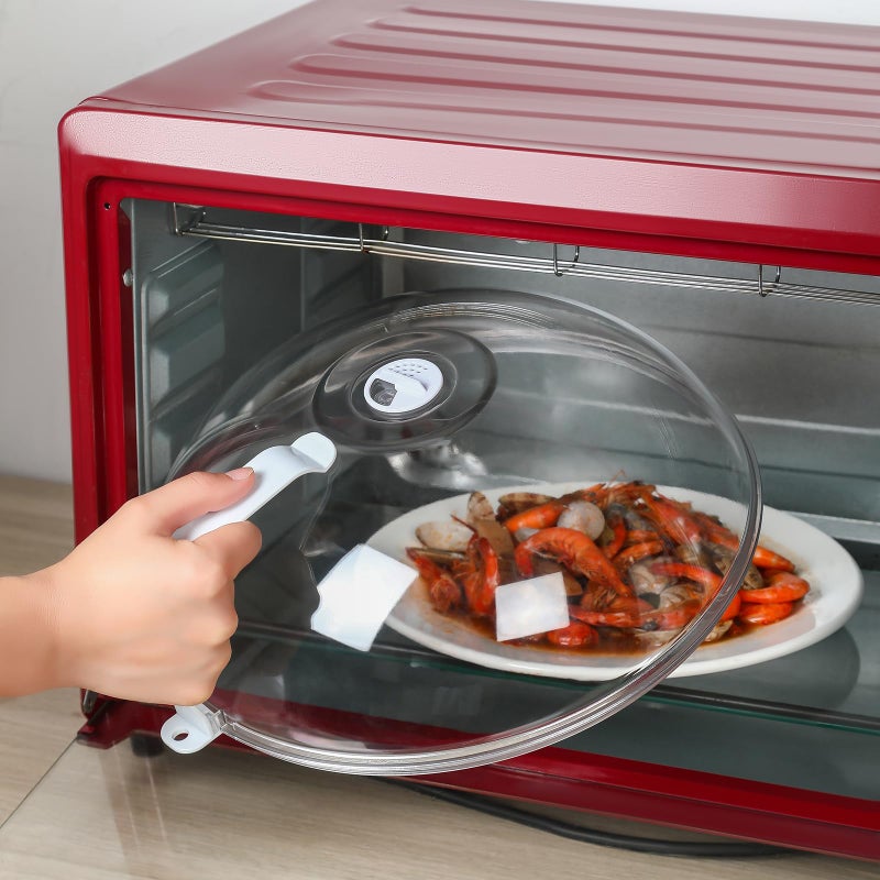 WENWELL Microwave Splatter Cover for Food 12",Large Clear Microwave Splash Guard Cooker lid with Handle,Dish bowl Plate Serving Cover Home Kitchen Essential,BPA-Free,Saft Plastic - Image 2