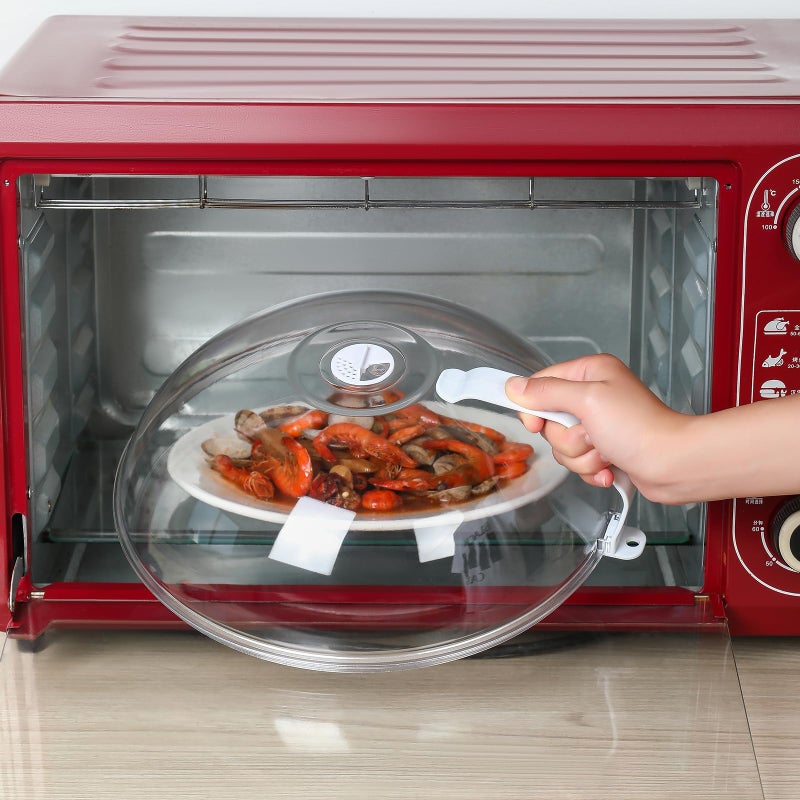 WENWELL Microwave Splatter Cover for Food 12",Large Clear Microwave Splash Guard Cooker lid with Handle,Dish bowl Plate Serving Cover Home Kitchen Essential,BPA-Free,Saft Plastic - Image 4