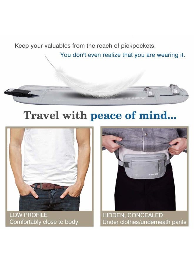 LANNEY Travel Money Belt RFID Blocking for Men Women Waist Wallet with 10 RFID Sleeves, Silver Gray, One size - Image 3