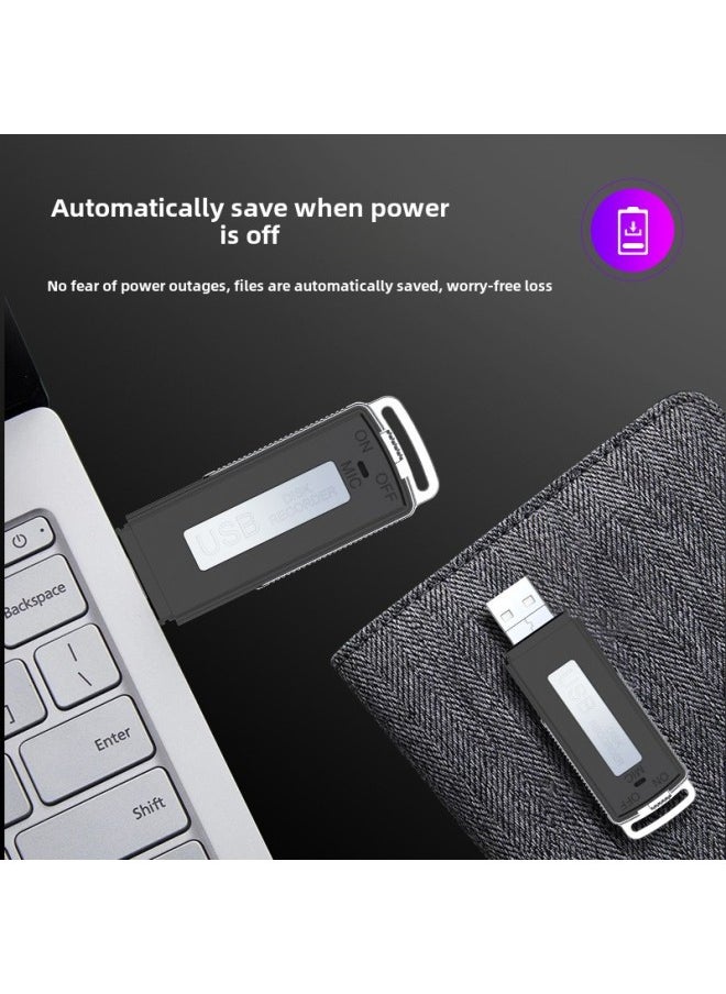 Generic Running Volume Usb Recording Pen Usb Recording Pen One-key Recording Power-off Save In-line Usb Recording Pen-Color:Black Double Mouth-Capacity:8GB  - Image 3
