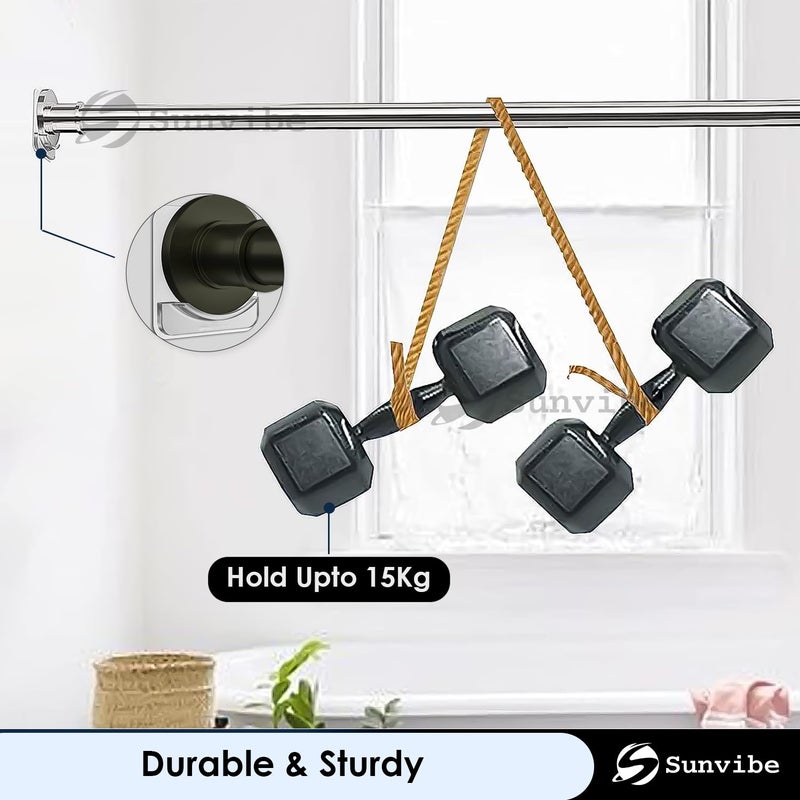SUNVIBE® 2Pieces Self Adhesive Shower Curtain Rod Holder No Drilling Transparent Wall Mount Holder for Curtain Rod (Rod Not Included) - Image 3