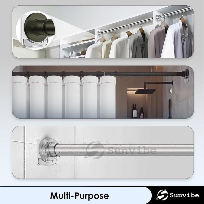 SUNVIBE® 2Pieces Self Adhesive Shower Curtain Rod Holder No Drilling Transparent Wall Mount Holder for Curtain Rod (Rod Not Included) - Image 5