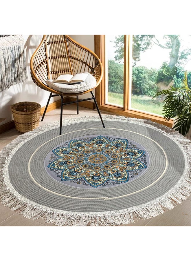 HOME TASTE Hometaste Handwoven Natural Jute Braided Carpet Mats Rug Mat Yoga Mat Round Shape Anti Slip Backing Heavy Carpet Runner For Living Room Bedroom Carpet Jute (Big_120X120Cm) 