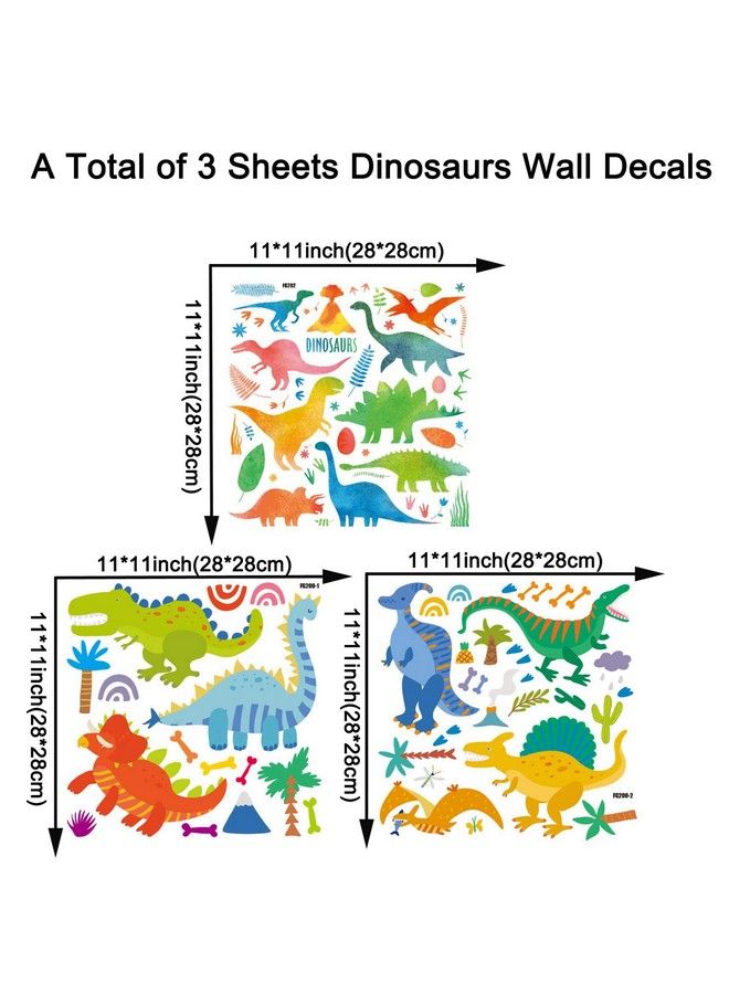 Maydahui 3 Sheets Dinosaurs Wall Decals（95 Count）11 Inch Colorful Assorted Dino Animal Stickers Peel And Stick Removable Wall Sticker For Kids Nursery Bedroom Playroom Home Decoration - Image 4