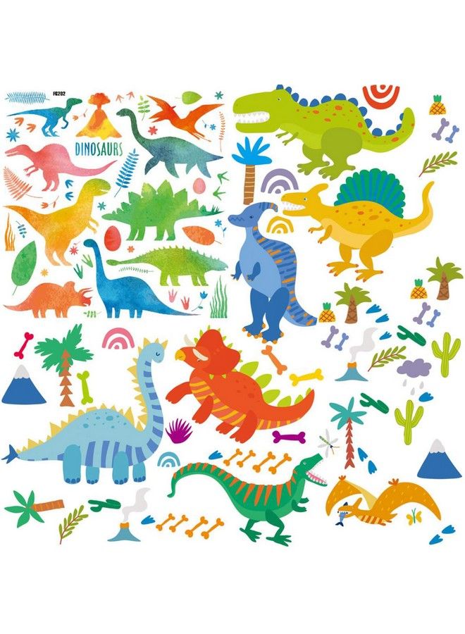 Maydahui 3 Sheets Dinosaurs Wall Decals（95 Count）11 Inch Colorful Assorted Dino Animal Stickers Peel And Stick Removable Wall Sticker For Kids Nursery Bedroom Playroom Home Decoration - Image 2