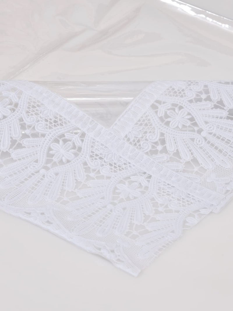 Clasiko 6 Seater Dining Table Cover; 60x90 Inches or 150x225 Cms; Material - PVC; Shape - Rectangle; Pack of 1; Anti Slip; Broad White Lace - Image 5