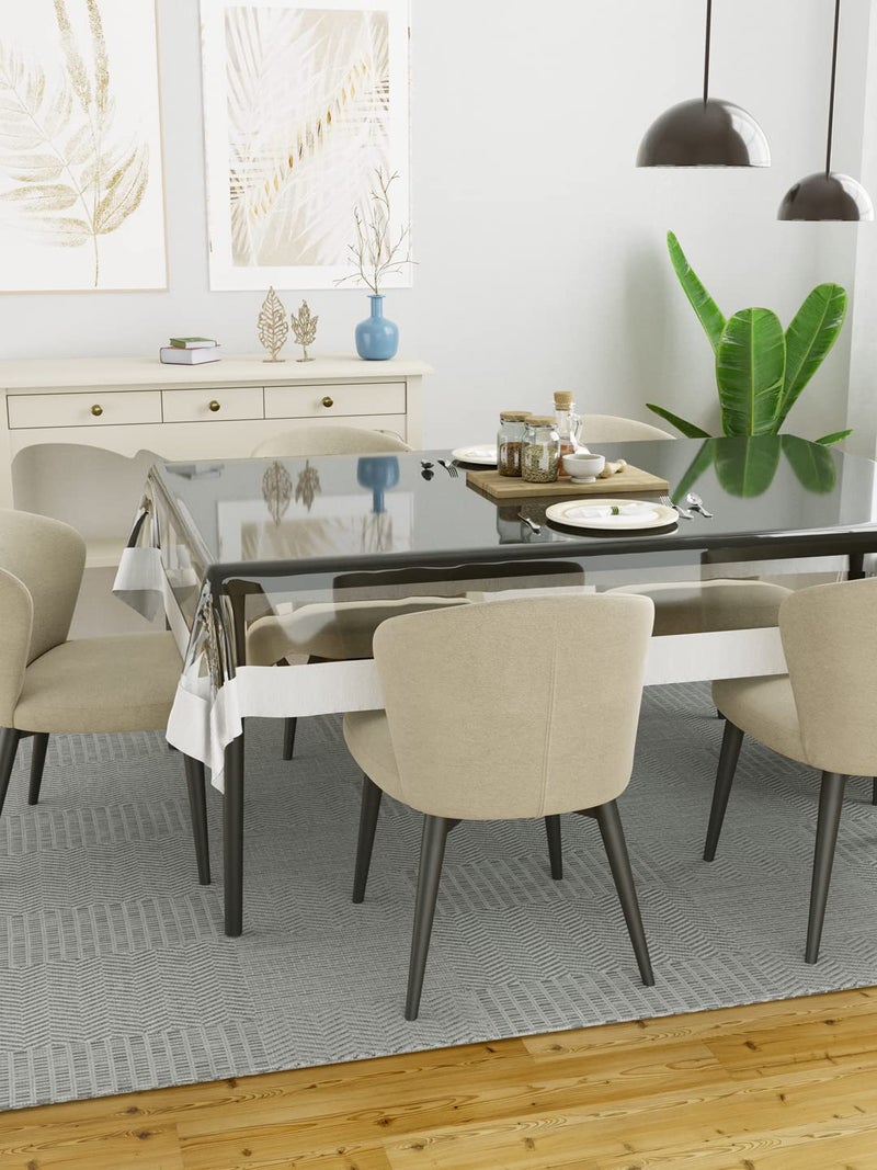 Clasiko 6 Seater Dining Table Cover; 60x90 Inches or 150x225 Cms; Material - PVC; Shape - Rectangle; Pack of 1; Anti Slip; Broad White Lace - Image 2