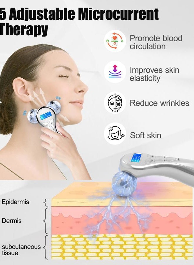 Winyoung Microcurrent Facial Device, Microcurrent Face Massager Roller, 4D Facial Massager Beauty Skin Care Tool for Face Eye Neck, Gifts for Women - Image 2